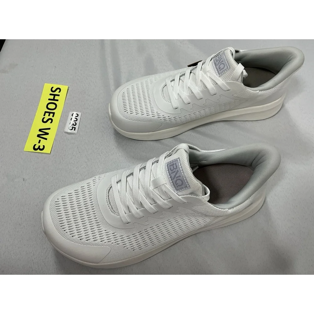 Men’s NWT BNQ Wide Lace Up Sneakers Us 11 White Mesh - Picture 3 of 8
